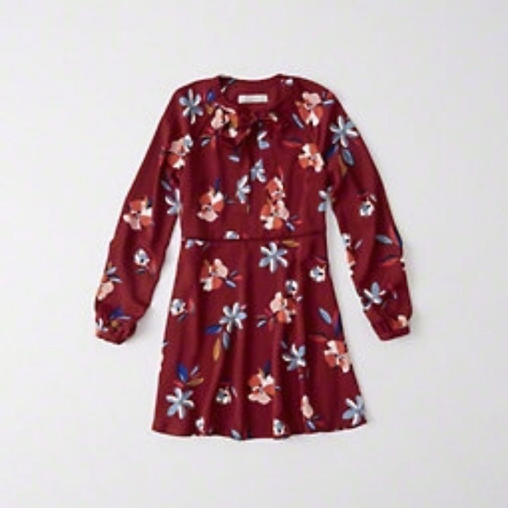 Abercrombie & Fitch • neck tie long sleeve mini Dress